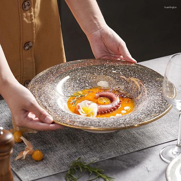 Миски креативная элитная роскошная керамическая посуда для домашнего интерьера, кухонные принадлежности для ресторана, бамбуковая шляпа в форме рога для салата, 1 шт.