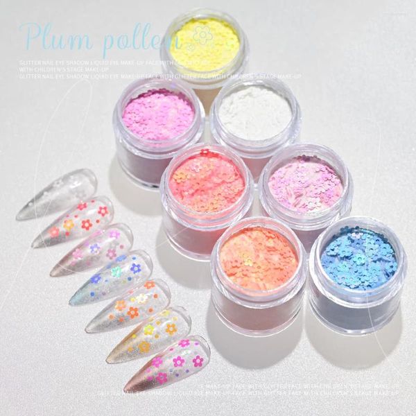 Nagelglitter 7 Farben Blumen Pailletten Acrylpulver Tauchflocken Kristallpulver für Maniküre DIY Material Kunstdekoration