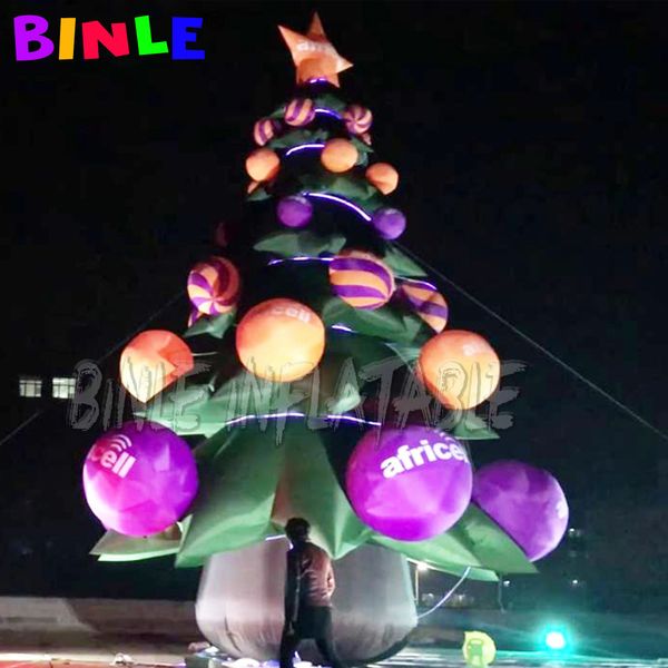 Atacado 6mH 20 pés de altura gigante artificial roxo árvore de Natal inflável com bolas de ornamento e estrelas para quintal de gramado/decoração de shopping 001