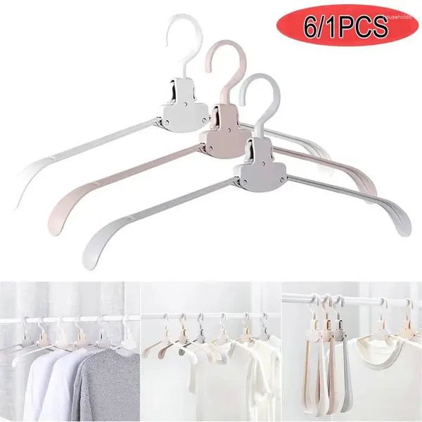 Cabides 6/1pcs portátil dobrável espaço de viagem economizando multifuncional antiderrapante organizador de armazenamento de rack de roupas de plástico