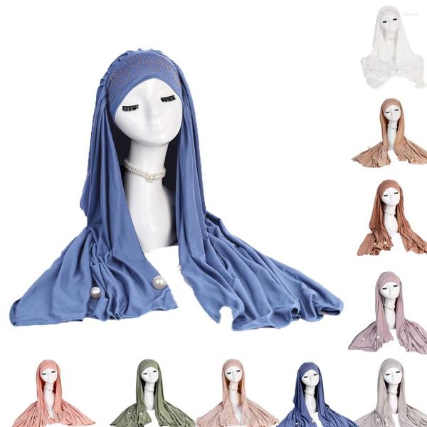 Roupas étnicas Moda Jersey Hijab Cachecol Longo Xaile Muçulmano Liso Macio Turbante Gravata Cabeça Wraps para Mulheres África Headband Headscarf Amira