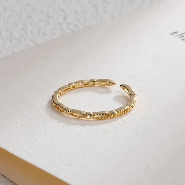 Anelli a grappolo così sottili, veri.925 gioielli in argento sterling perline d'oro parti con anello circolare piccolo Oprn regolare TLJ981