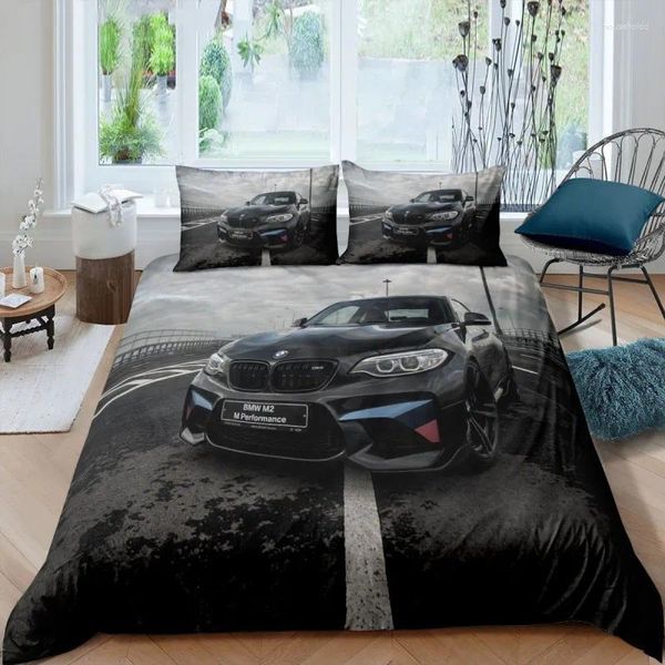 Conjuntos de cama carro esportivo conjunto capa edredão luxo alta qualidade 3d impresso 2/3 pçs duplo rainha rei roupas adultos meninos casa têxtil