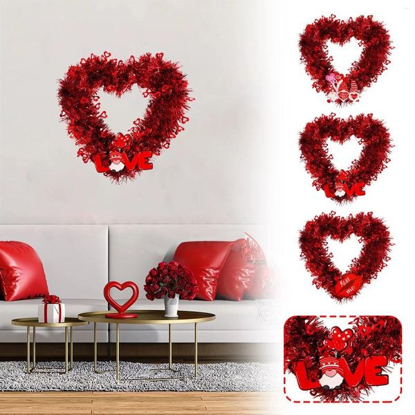 Fiori decorativi Ghirlanda di San Valentino Decorazione per feste sospese Ciondolo a strisce d'amore Matrimonio a forma di cuore rosso