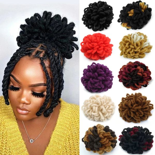 8 pollici Afro Curl Dreadlocks Coulisse Capelli Soffio Coda di cavallo Sintetico Nu Locs Coulisse Chignon Soffio per capelli Clip nei capelli 240119