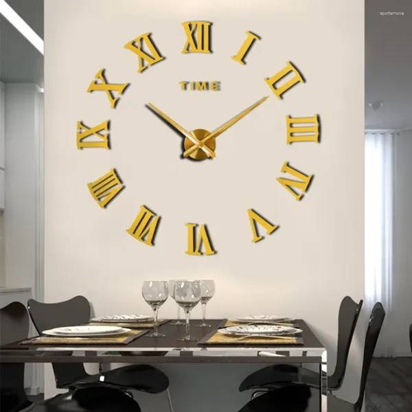 Relógios de parede estilo moderno design digital diy relógio silencioso sala de estar para decoração de casa adesivos sem perfuração