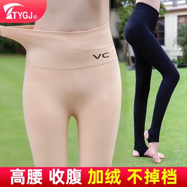 Ttygj mulheres leggings de golfe senhoras de pelúcia quente meia-calça menina magro cintura alta meia inverno golfe longo perna meias calças esportivas 240119