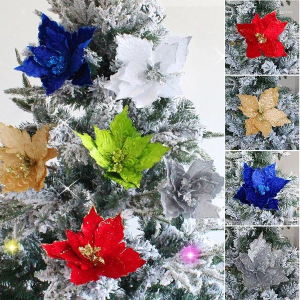 Decorazioni natalizie Ornamento glitterato Simulazione albero Fiore Bomboniere Decorazione domestica Articoli per feste Vendita SUB