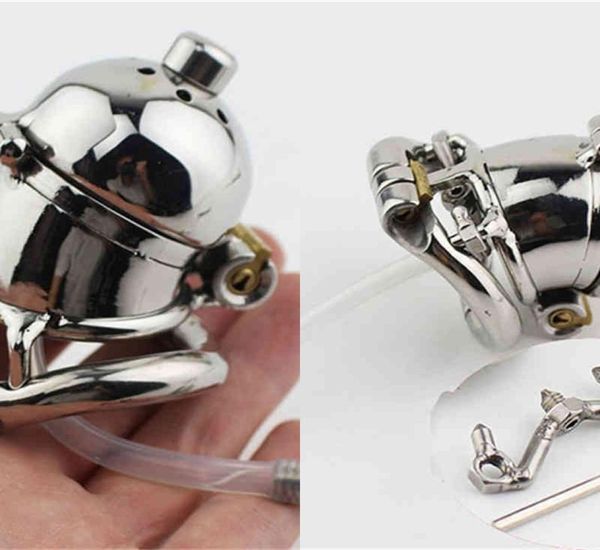 Nxy Sex Devices Cintura in acciaio inossidabile con doppia chiusura Dispositivo maschile Anello in gabbia per pene in metallo Giocattolo del sesso 12029894104