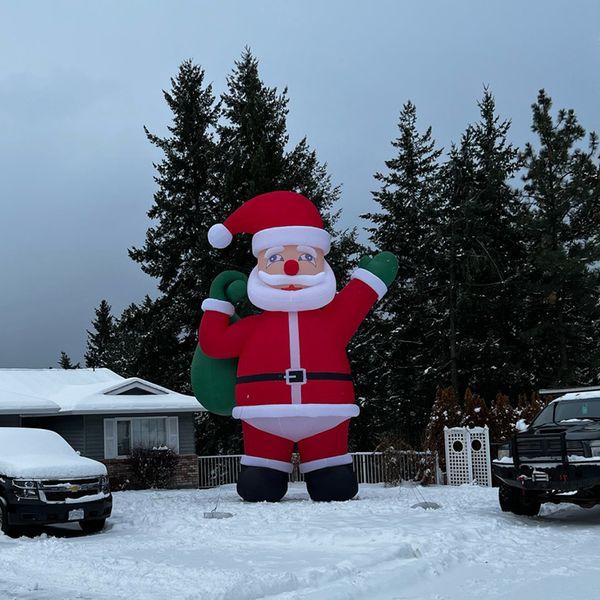 Atacado Natal Gigante Inflável Papai Noel 12mH (40 pés) Insufláveis Santa Decoração Ao Ar Livre Para Quintal Festa Decorações De Natal Com Ventilador Navio Livre