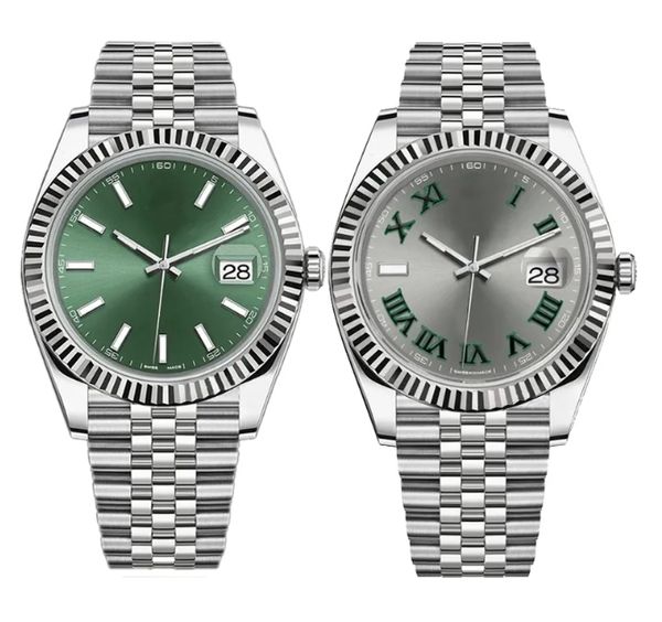 Cuidado com homens homens de alta qualidade Movimento automático 36mm 41mm Relógios de aço inoxidável Casais de luxo Relógios de namoro Relógios de pulso verde à prova d'água