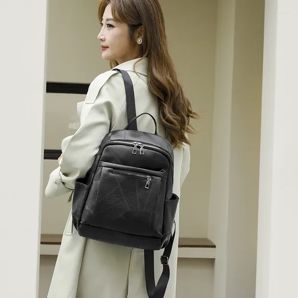 Школьные сумки, модный женский брендовый рюкзак, роскошный дизайнерский женский кожаный рюкзак высокого качества в стиле ретро, большая вместительность, дорожный