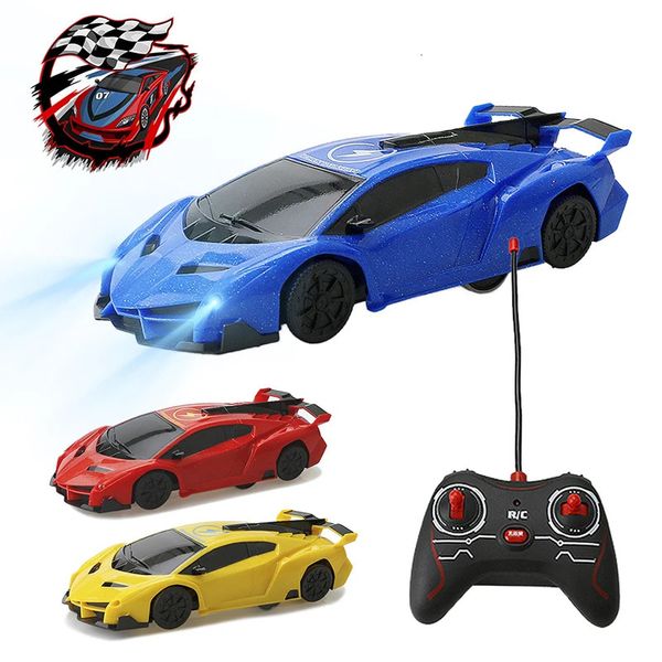 Mini parede escalada rc carro deriva iluminação controle remoto infravermelho 360 rotação indução de gravidade carro de corrida elétrico crianças brinquedos 240201