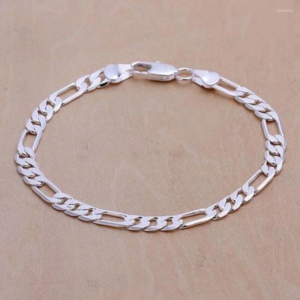 Bağlantı Bilezikleri Düğün Güzel Hediye Gümüş Renk 6mm Zincir Erkek Kadın Mücevher Moda Güzel Bilezik Pulsera