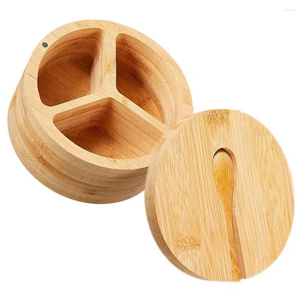Наборы столовой посуды 1 комплект бамбуковой коробки для сахара, разделенный контейнер для приправ с