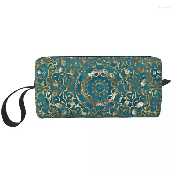 Sacos cosméticos moda estilo marroquino mandala viagem saco de higiene para mulheres boho padrão floral maquiagem beleza armazenamento dopp kit