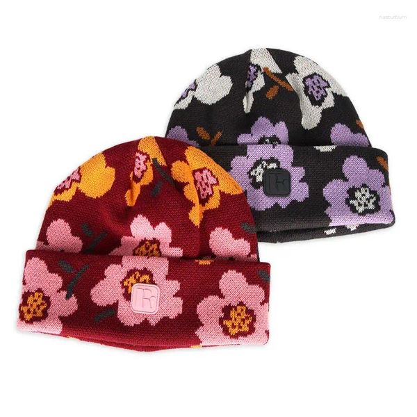 Berets fabricante jacquard manguito gorro de grandes dimensões chapéu de inverno para homens mulheres