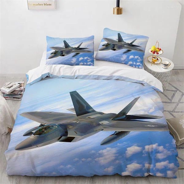 Bettwäsche-Sets, Flugzeug-Bettbezug, King-Size-Bett, Mikrofaser, fliegendes Flugzeug-Set, Flugzeug-Himmel-Druck, Tröster für Kinder, Jungen und Mädchen