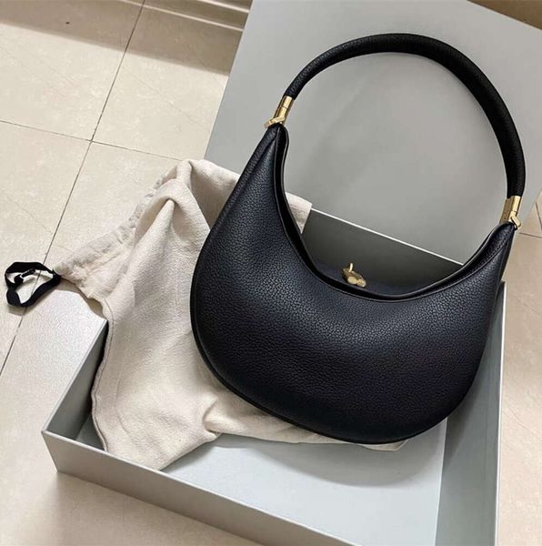 Songmont luna designer bolsas meia lua bolsa de ombro cor sólida simples sacoche banhado a ouro bloqueio agradável durabilidade crossbody preto marrom