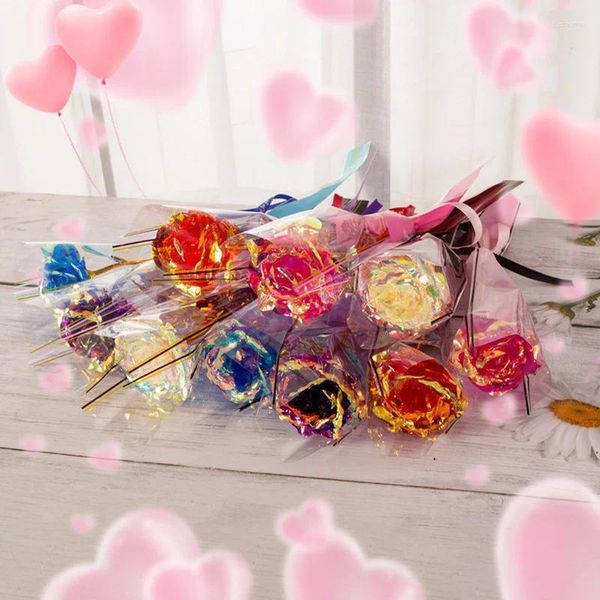 Fiori decorativi Lamina d'oro 24K Rosa eterna Fiore artificiale San Valentino Natale Regalo della mamma Souvenir di nozze Decorazione della casa