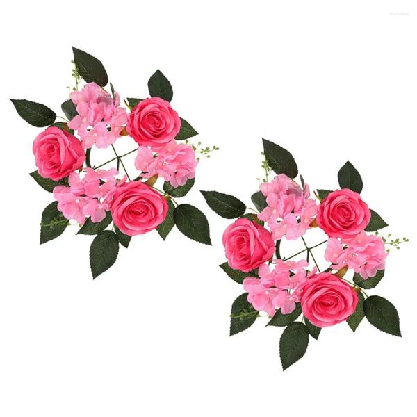 Flores decorativas 2 pcs suportes castiçal artificial guirlanda grinalda para pilares grinaldas de flores anéis casamento primavera mesa central