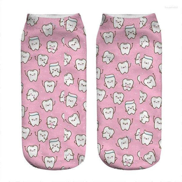 Женские носки, женские кавайные носки с забавным бесшовным узором и милыми зубками, женские носки в стиле Харадзюку, новинка, подарок для девочек