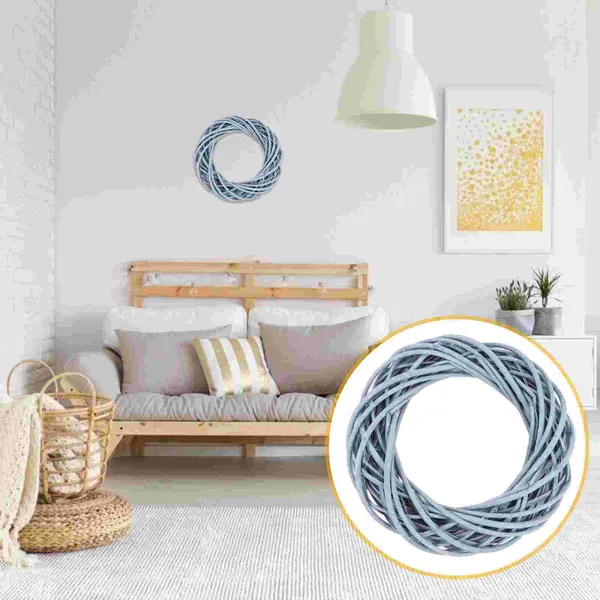 Fiori decorativi 1pc Willow Rattan Ghirlanda fai da te Ghirland Porta appeso Decor (grigio) Funzionalità di Natale