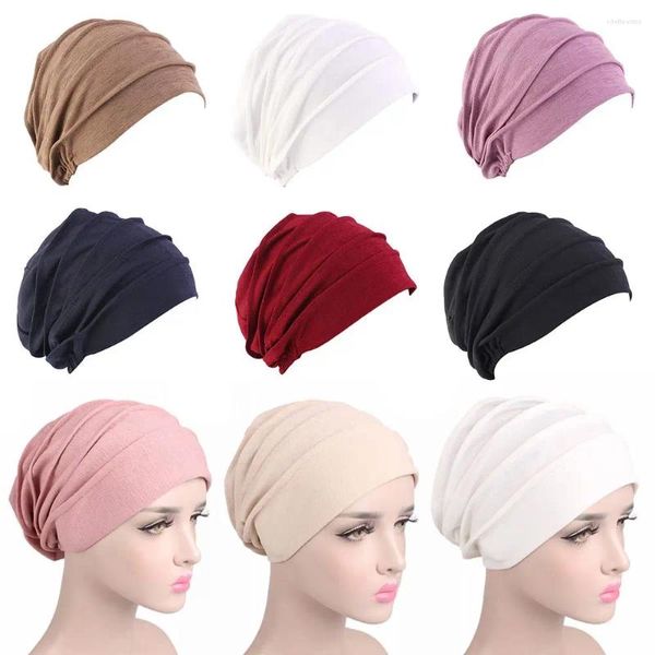 Berets Weiche Haarausfall Kopftuch Mützen Schlaf Caps Frauen Turban Hut Kopf Wrap Muslimischen Hijabs Chemo