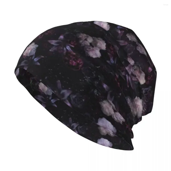 Beralar Yaz Ortası Geceleri Rüya #Dark Floral #Midnight #Black #rose #Gecikme Örgü Şapka | -f- | Kadın Erkekler İçin Plaj Lüks Şapkaları