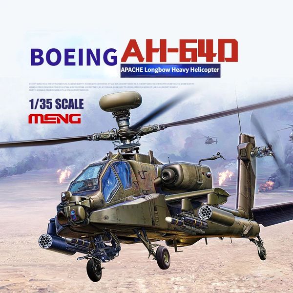 MENG QS-004 1/35 Flugzeugmodell BOEING AH-64D APACHE Longbow Schwerer Angriffshubschrauber Modellbausätze für Militärmodellspielzeug DIY 240131