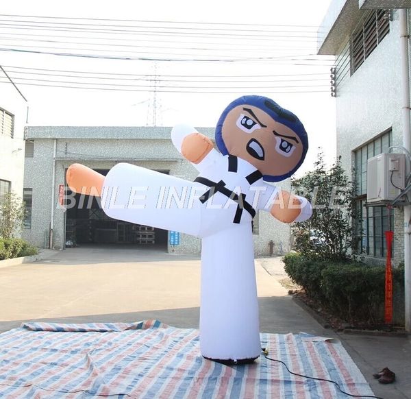 Atacado personalizado 3mH 10 pés de altura Karate inflável dos desenhos animados Taekwondo Boy Karates Homem com logotipo de publicidade decoração de balão de ar brinquedos esporte 001