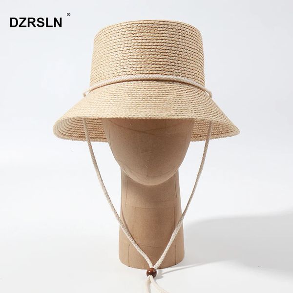 Moda verão corda chapéu para mulheres chapéu de surf sol sombra chapéu de palha casual balde chapéu aba larga praia chapéus feminino 240127