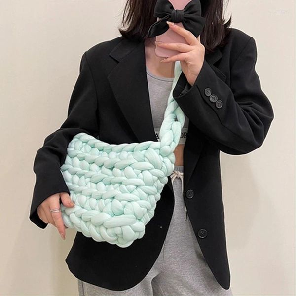 Sacos de compras Tas Tangan Tote Crochet Tali Tenun Dompet Wanita Buatan Kapasitas Besar Kasual Drop