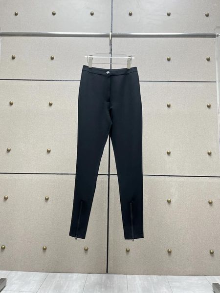 Pantaloni da donna 2024 Moda donna Slim Elastico in vita Stiratura Cerniera in gomma Gamba magra 1221