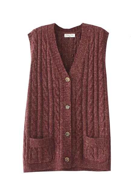 4XL плюс размер свитер жилет женская одежда осень-зима свободный джемпер с v-образным вырезом трикотаж с двумя карманами повседневный кардиган 240124
