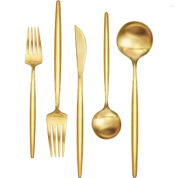 Cucchiai Set di posate in oro da 60 pezzi Posate per coltelli da 12 gradi Posate da cucina Home Office Ristorante El