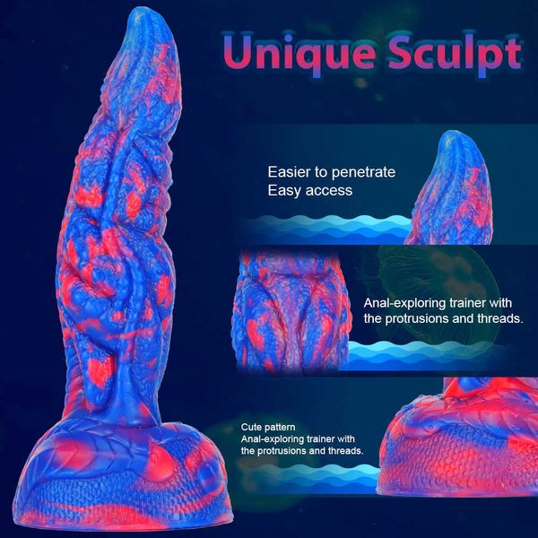 Dildos Entzündetes Tier Mischfarbe Flüssiges Kieselgel Super Große Simulation Penis Weibliche Spaß Erwachsene Produkte