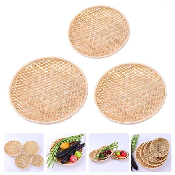 Conjuntos de louça 3 pcs cesta de tecelagem frutas rústicas chique servindo para pão vegetal armazenamento recipiente de presente 13cm / 19cm /