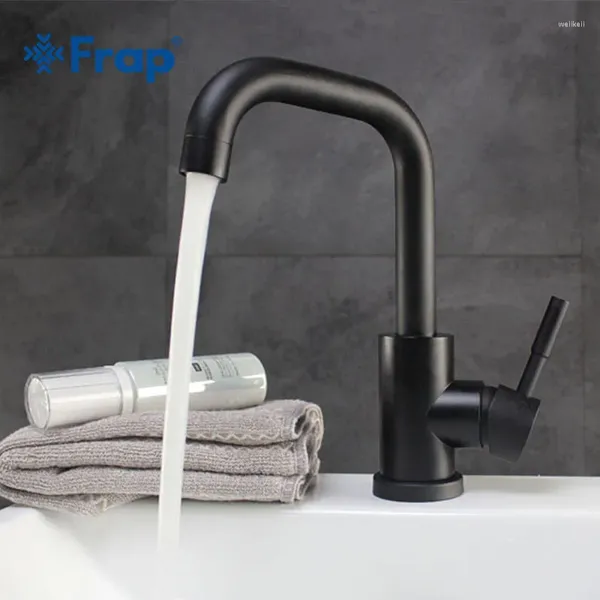 Badezimmer-Waschtischarmaturen Frap Hochwertiger und kalter Wasserhahn Schwarz Weiß Innovativer Modestil Y10021