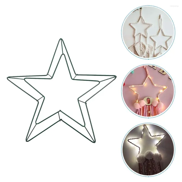 Flores decorativas pentagrama guirlanda pendurado anel de coroa de cinco pontas estrela anéis quadro para diy design em forma de natal aros