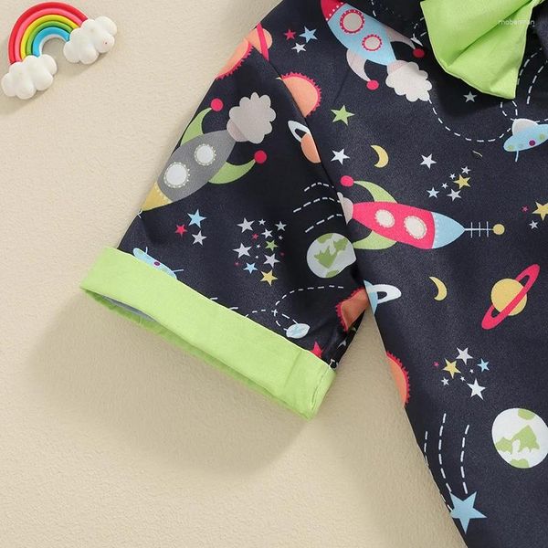 Conjuntos de roupas para bebês meninos, shorts de verão de manga curta com botão e camisa casual