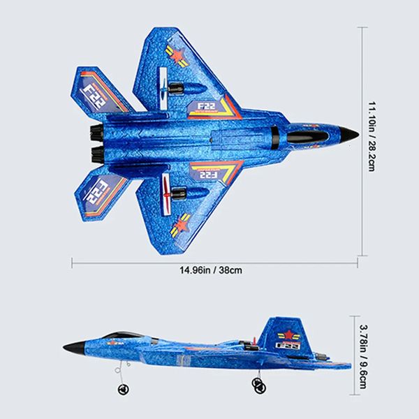 RC Avião F22 Camuflagem Planador Cinzento 2.4G Aviões de Controle Remoto de Rádio SU-35 EPP Aeronaves de Espuma SU-57 Brinquedos para Crianças 240118