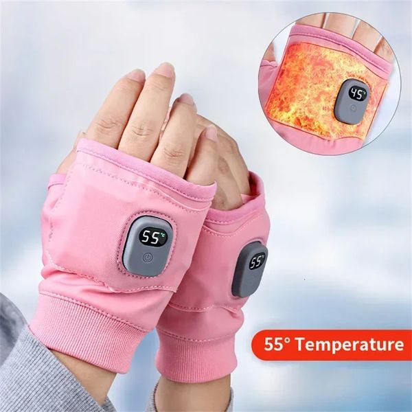 Thermische Heizung Fingerlose Wiederaufladbare Warme Sport Handschuhe Elektrische Handwärmer USB Winter Handschuhe Skifahren Handschuhe Beheizt Für 240124