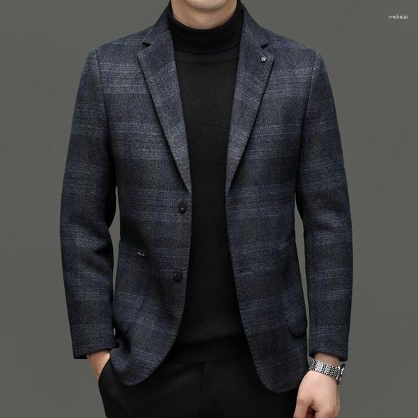 Herrenanzüge 2024 Mode Business Gentleman Hübscher britischer Stil Lässige Wolle Doppelseitige Slim-Fit Koreanische Hochzeit Männliche Jacke Blazer