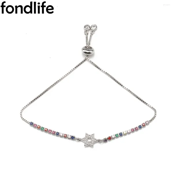 Braccialetti con ciondoli Squisito braccialetto esagramma Stella CZ Regalo donna regolabile Catena di gioielli in ottone 2024 Coppie di corde rosse fortunate tessute a mano