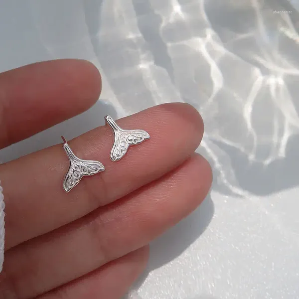 Orecchini a bottone in argento 925 con ago e piuma stella per donne ragazze eleganti gioielli per feste di compleanno Pendientes