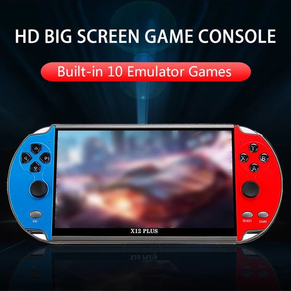 X7 PlusX12 Plus Handheld-Spielekonsole 7-Zoll-HD-Bildschirm Tragbarer Audio-Video-Player Classic Play Integrierte 10000 Retro-Spiele 240123