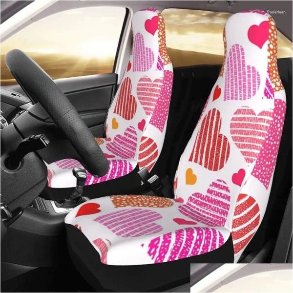 Coprisedili per auto Ers Hearts Seamless Pattern Er Stampa personalizzata Protezione anteriore Accessori Set di cuscini Consegna a domicilio Automobili Motore Otkyo