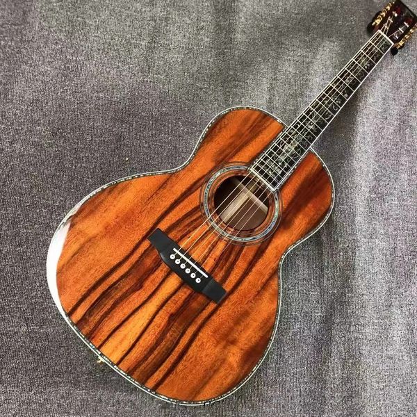 Chitarra acustica personalizzata 39 pollici Real abalone Shell Binding All KOA Legno Tastiera in ebano Supporto di alta qualità Personalizzazione Freeshipping