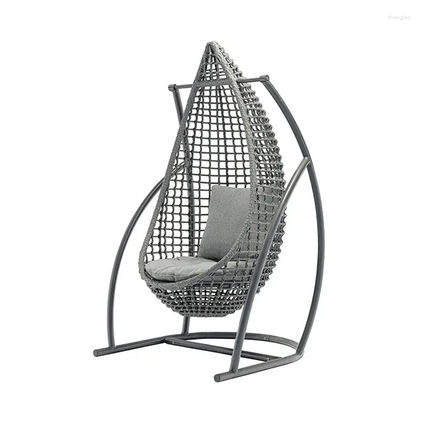 Camp Furniture Outdoor Freizeit Schaukel Hängesessel Einzel Rattan Blau Garten Balkon Zuhause Vogelnest